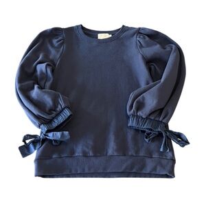 Nation LTD Navy Isabella Tie Bow Cuff Sweatshirt -XS